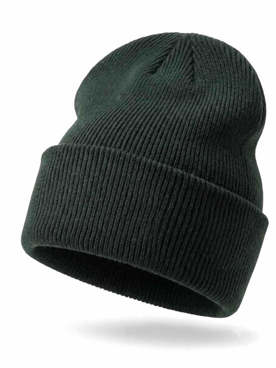 Classic Cuff Beanie in Dark Green