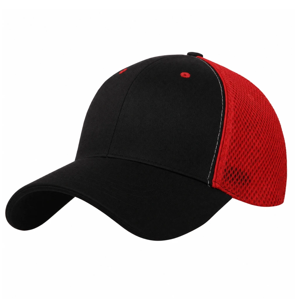 Sportsmesh Trucker Cap in Black / Red