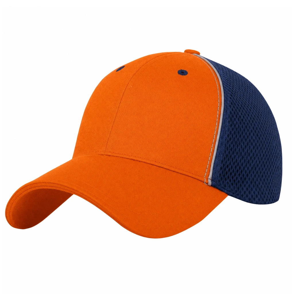 Sportsmesh Trucker Cap in Orange / Navy