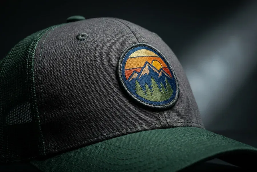 Woven patch trucker cap